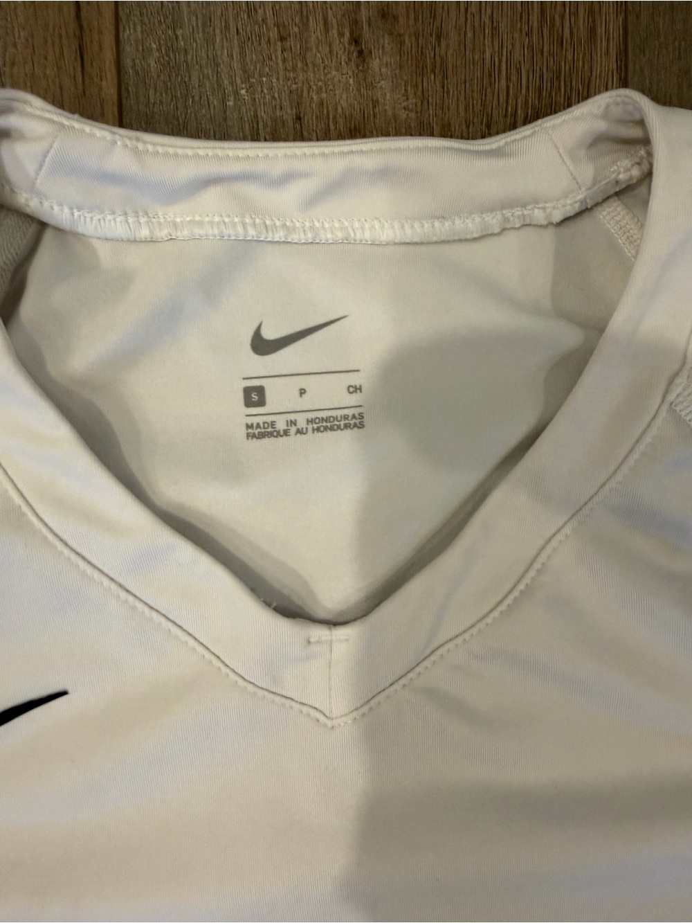 Nike White Short-Sleeve Performance Tee with Black Sleeve Stripes - Picture 3 of 6
